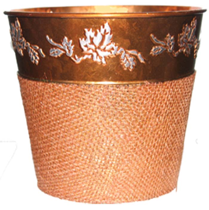 Fall Burlap Container with Maple Leaf Edge 7 x 6